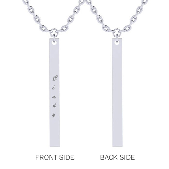 Sterling silver vertical bar necklace personalized Clearance